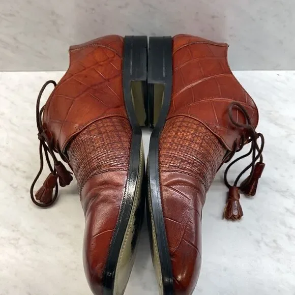 Rodolfo Valentino Men’s Dress Shoes Size 12 Made In Brazil Tie Preowned Rodolfo Valentino Dress Shoes Mens 11 M Brogue Oxford Black  main image 4